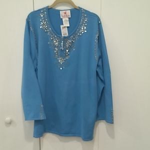 Quacker Factory Embellished Tunic Top NWT 1X